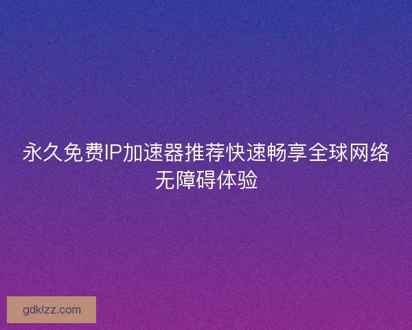 永久免费IP加速器推荐快速畅享全球网络无障碍体验