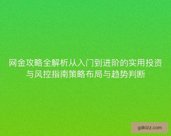 网金攻略全解析从入门到进阶的实用投资与风控指南策略布局与趋势判断